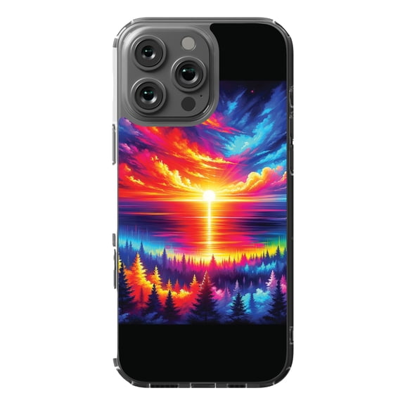DistinctInk MagSafe Clear Case for Apple iPhone 16 Pro Max (6.9" Screen) - Spectrum Blaze Canvas Print - Shockproof Protection