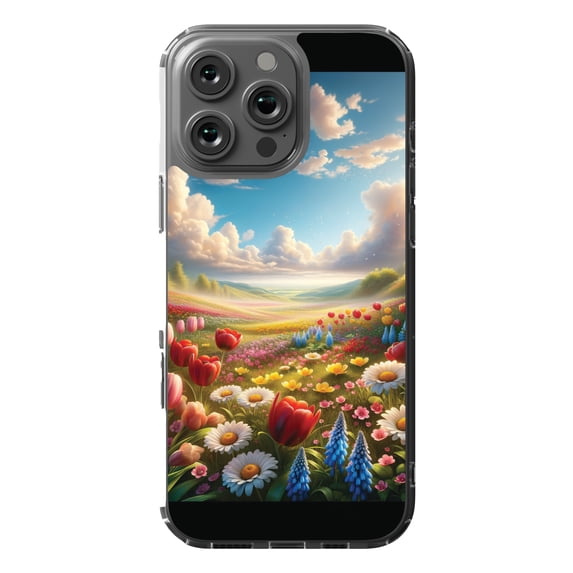 DistinctInk MagSafe Clear Case for Apple iPhone 16 Pro Max (6.9" Screen) - Spring Symphony: A Blooming Landscape - Wireless Charging Compatible