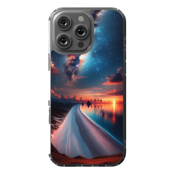 DistinctInk Hybrid Case for iPhone 16 Pro MAX - Slim, Durable, Compatible with MagSafe Charging - Starry Night to Sunset: Nature's Metamorphosis