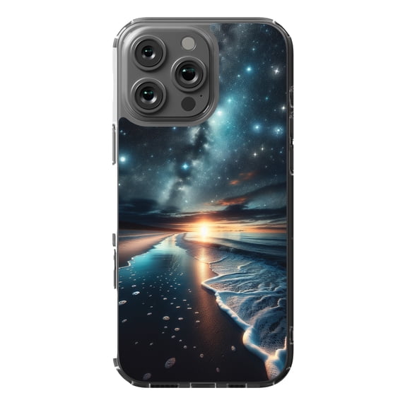 DistinctInk MagSafe Clear Case for Apple iPhone 16 Pro Max (6.9" Screen) - Starry Ocean Night with Glowing Skies - Lightweight Grip