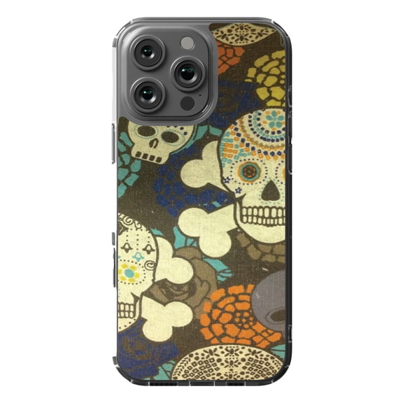 DistinctInk MagSafe Clear Case for Apple iPhone 16 Pro Max (6.9" Screen) - Sugar Skulls Green Orange - Wireless Charging Compatible