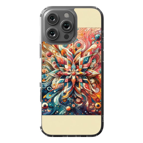 DistinctInk MagSafe Clear Case for Apple iPhone 16 Pro Max (6.9" Screen) - Surreal Prism Kaleidoscope Print - Tempered Glass Back