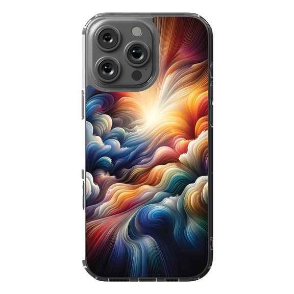 DistinctInk MagSafe Clear Case for Apple iPhone 16 Pro Max (6.9" Screen) - Vivid Infinity Abstract Print - Tempered Glass Back