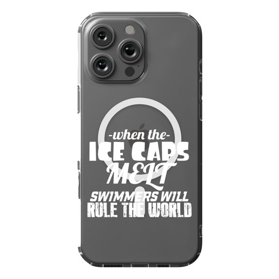 DistinctInk MagSafe Clear Case for Apple iPhone 16 Pro Max (6.9" Screen) - When Ice Caps Melt Swimmer Rule the World - Lightweight Grip