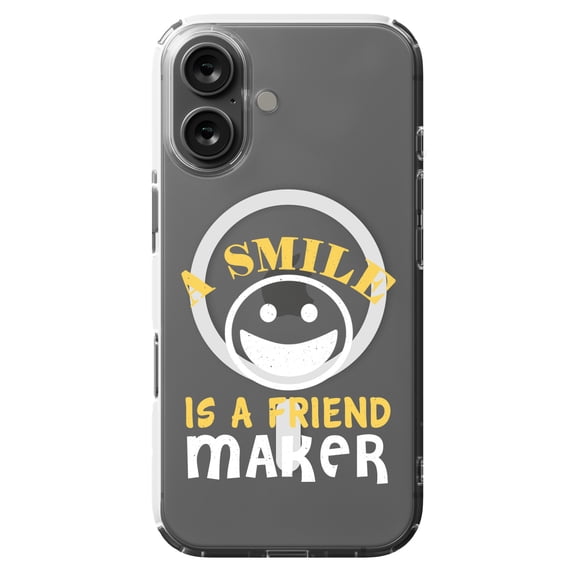 DistinctInk Hybrid Case for iPhone 16 - Slim, Durable, Compatible with MagSafe Charging - A Smile Is A Friend Maker