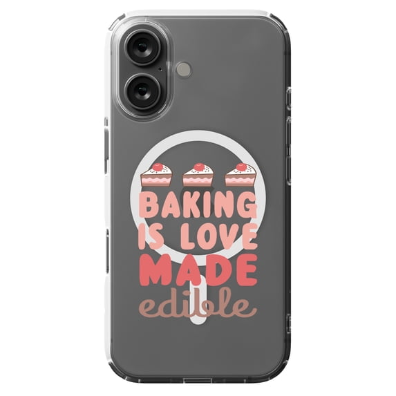 DistinctInk MagSafe Clear Case for Apple iPhone 16 (6.1" Screen) - Back is Love Made Edible - Slim Profile Design