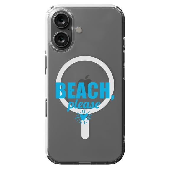 DistinctInk Hybrid Case for iPhone 16 - Slim, Durable, Compatible with MagSafe Charging - Beach, Please