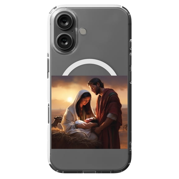 DistinctInk MagSafe Clear Case for Apple iPhone 16 (6.1" Screen) - Bethlehem's Promise Fulfilled: Micah 5:2 - Tempered Glass Back