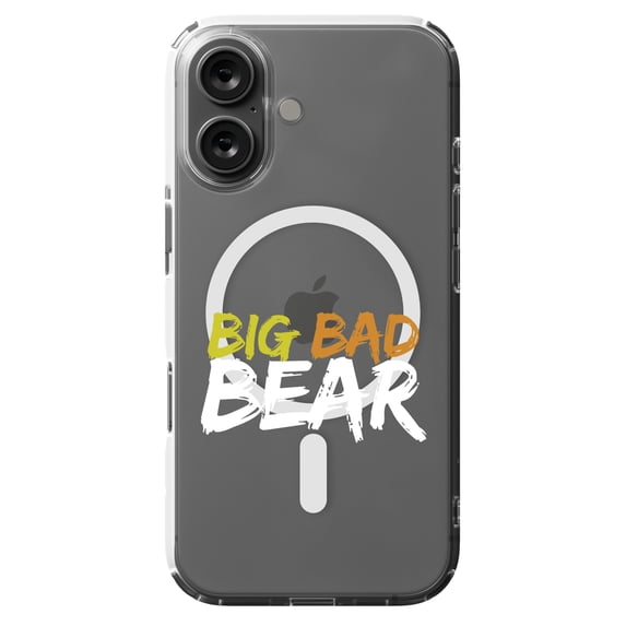 DistinctInk Hybrid Case for iPhone 16 - Slim, Durable, Compatible with MagSafe Charging - Big Bad Bear