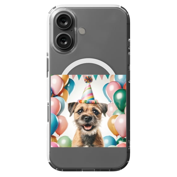DistinctInk Hybrid Case for iPhone 16 - Slim, Durable, Compatible with MagSafe Charging - Birthday Border Terrier
