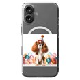 thumbnail image 1 of DistinctInk MagSafe Clear Case for Apple iPhone 16 (6.1" Screen) - Birthday English Toy Spaniel - Slim Profile Design, 1 of 3