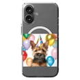 thumbnail image 1 of DistinctInk MagSafe Clear Case for Apple iPhone 16 (6.1" Screen) - Birthday Norwich Terrier puppy - Wireless Charging Compatible, 1 of 3