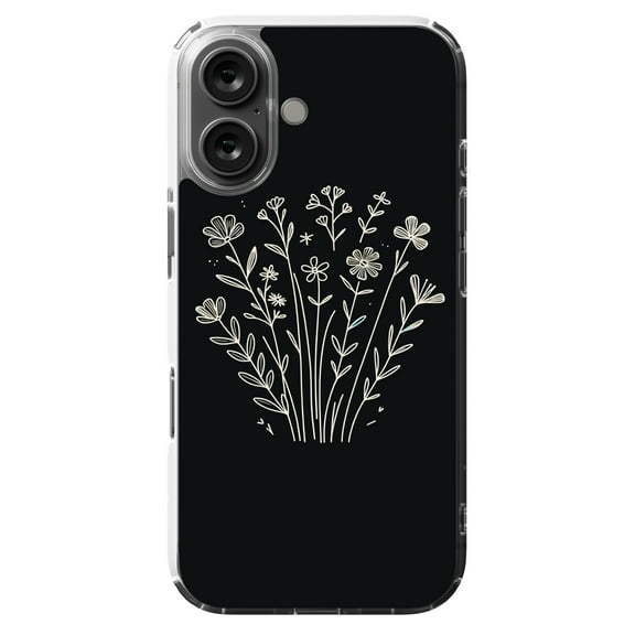 DistinctInk MagSafe Clear Case for Apple iPhone 16 (6.1" Screen) - Blossoming Joy: Delicate Minimalistic Spring Flowers - Shockproof Protection