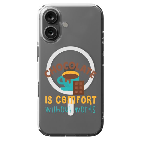 DistinctInk Hybrid Case for iPhone 16 - Slim, Durable, Compatible with MagSafe Charging - Chocolate Is Comfort Without Words