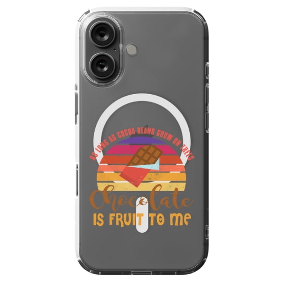 DistinctInk Hybrid Case for iPhone 16 - Slim, Durable, Compatible with MagSafe Charging - Chocolate Is Fruit To Me
