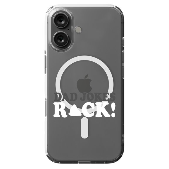 DistinctInk MagSafe Clear Case for Apple iPhone 16 (6.1" Screen) - Dad Jokes Rock - Slim Profile Design