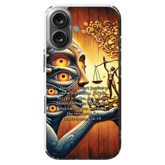 DistinctInk MagSafe Clear Case for Apple iPhone 16 (6.1" Screen) - Do Not Pervert Justice: Deuteronomy 16:19 - Lightweight Grip