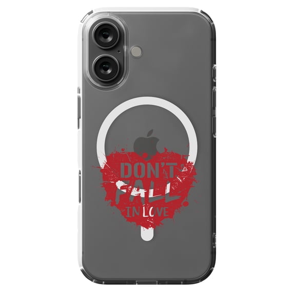 DistinctInk MagSafe Clear Case for Apple iPhone 16 (6.1" Screen) - Don't Fall In Love - Raised Bezel Screen Guard