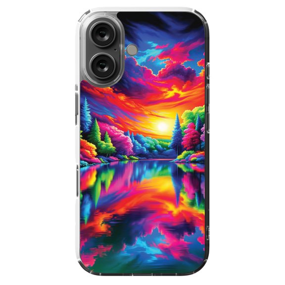 DistinctInk MagSafe Clear Case for Apple iPhone 16 (6.1" Screen) - Electrifying Prism Forest Tapestry - Shockproof Protection