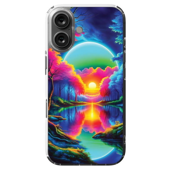 DistinctInk MagSafe Clear Case for Apple iPhone 16 (6.1" Screen) - Fantasy Landspace Art Print - Slim Profile Design