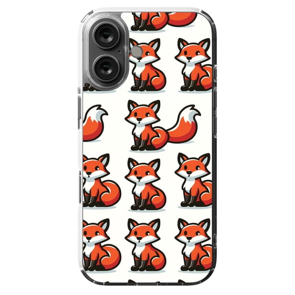 DistinctInk Hybrid Case for iPhone 16 - Slim, Durable, Compatible with MagSafe Charging - Fox Fun: A Playful Repeating Pattern