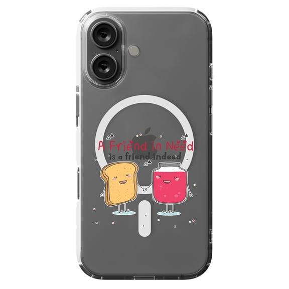 DistinctInk MagSafe Clear Case for Apple iPhone 16 (6.1" Screen) - Friend In Need Friend Indeed - Wireless Charging Compatible