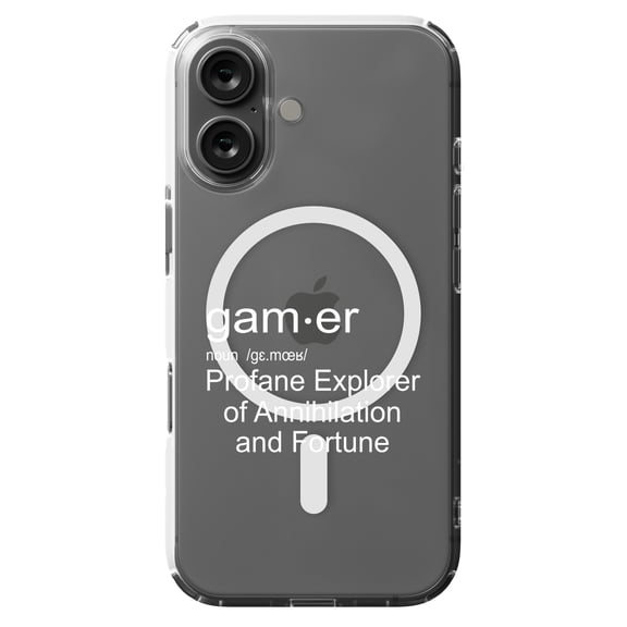 DistinctInk MagSafe Clear Case for Apple iPhone 16 (6.1" Screen) - Gamer Dictionary Definition Profane Explorer - Shockproof Protection