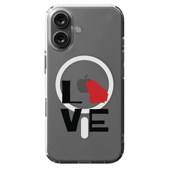 DistinctInk MagSafe Clear Case for Apple iPhone 16 (6.1" Screen) - Love Black & Red - Shockproof Protection