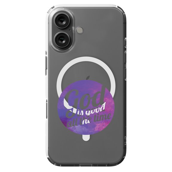 DistinctInk MagSafe Clear Case for Apple iPhone 16 (6.1" Screen) - God Good All The Time - Raised Bezel Screen Guard