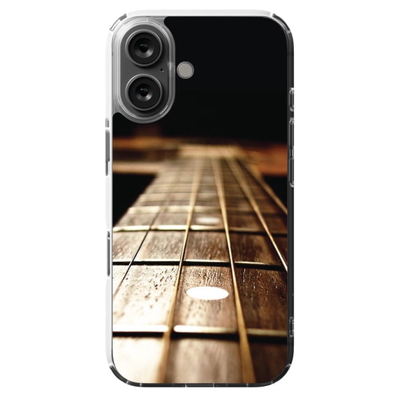DistinctInk MagSafe Clear Case for Apple iPhone 16 (6.1" Screen) - Guitar Strings Neck - Shockproof Protection