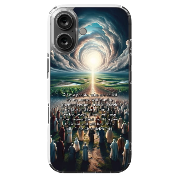 DistinctInk Hybrid Case for iPhone 16 - Slim, Durable, Compatible with MagSafe Charging - Healing Through Humility: 2 Chronicles 7:14