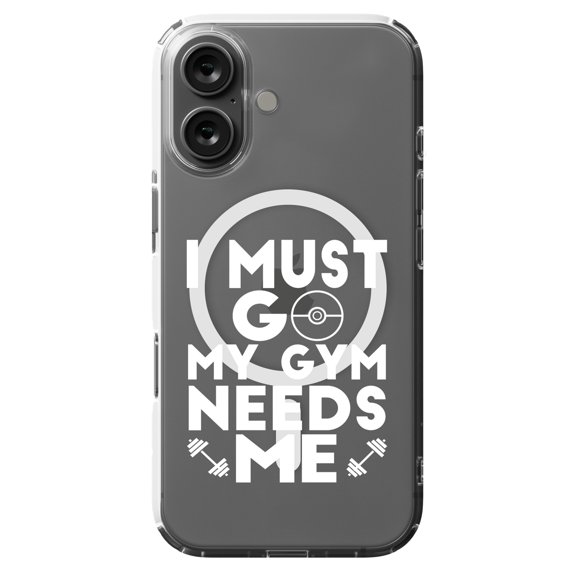 DistinctInk MagSafe Clear Case for Apple iPhone 16 (6.1" Screen) - I Must Go My Gym Needs Me - Slim Profile Design