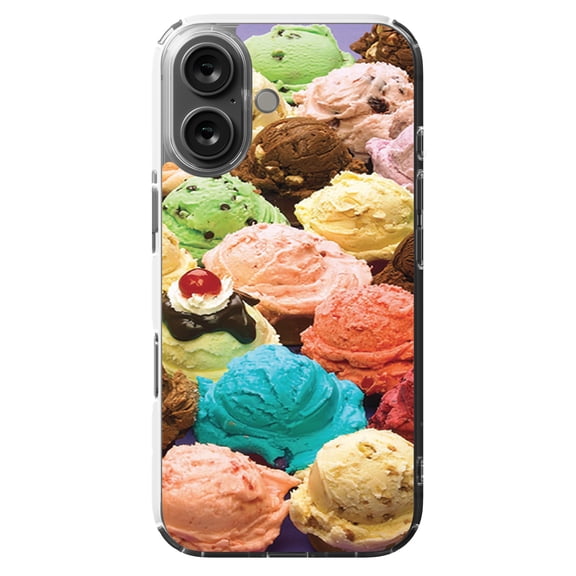 DistinctInk MagSafe Clear Case for Apple iPhone 16 (6.1" Screen) - Ice Cream Scoops Cones - Wireless Charging Compatible