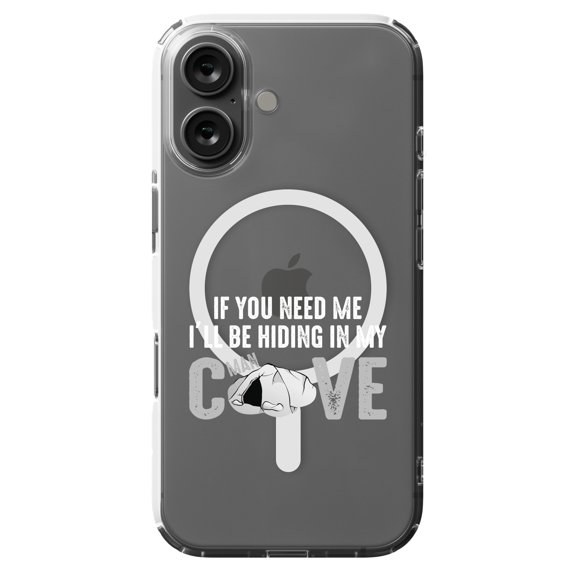 DistinctInk Hybrid Case for iPhone 16 - Slim, Durable, Compatible with MagSafe Charging - If You Need Me I'll Be Hiding in My Man Cave