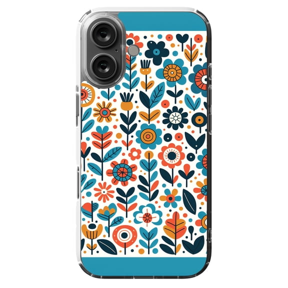 DistinctInk MagSafe Clear Case for Apple iPhone 16 (6.1" Screen) - Infinite Whimsical Cartoon Flower Harmony - Slim Profile Design