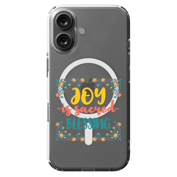 DistinctInk Hybrid Case for iPhone 16 - Slim, Durable, Compatible with MagSafe Charging - Joy Sacred Blessing