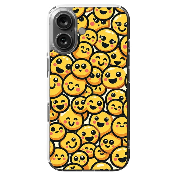 DistinctInk Hybrid Case for iPhone 16 - Slim, Durable, Compatible with MagSafe Charging - Joyful Smiley Face Delightful Pattern