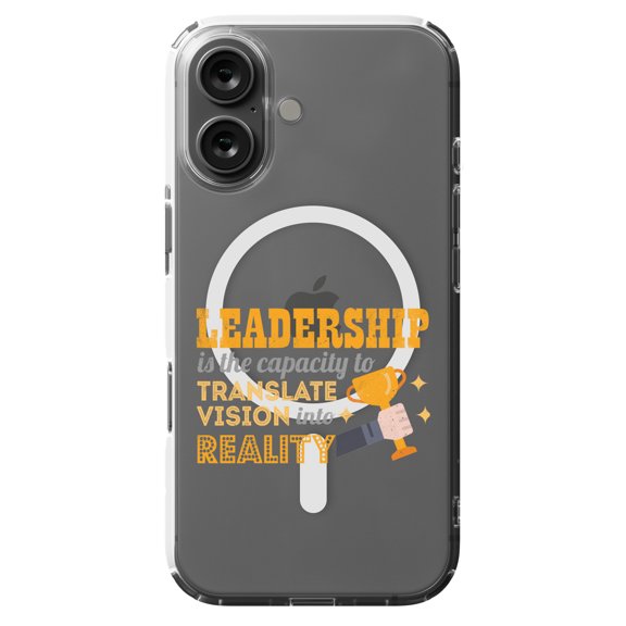 DistinctInk MagSafe Clear Case for Apple iPhone 16 (6.1" Screen) - Leadership Translate Vision To Reality - Slim Profile Design