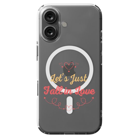 DistinctInk MagSafe Clear Case for Apple iPhone 16 (6.1" Screen) - Let's Just Fall In Love - Tempered Glass Back