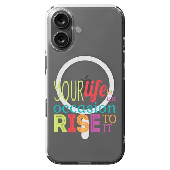DistinctInk MagSafe Clear Case for Apple iPhone 16 (6.1" Screen) - Life An Occasion Rise To It - Raised Bezel Screen Guard