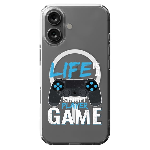 DistinctInk MagSafe Clear Case for Apple iPhone 16 (6.1" Screen) - Life Is Single Player Game - Lightweight Grip