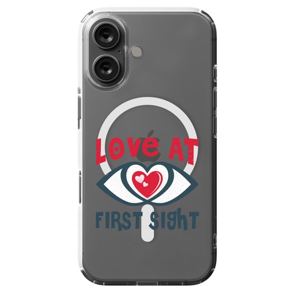 DistinctInk Hybrid Case for iPhone 16 - Slim, Durable, Compatible with MagSafe Charging - Love At First Sight