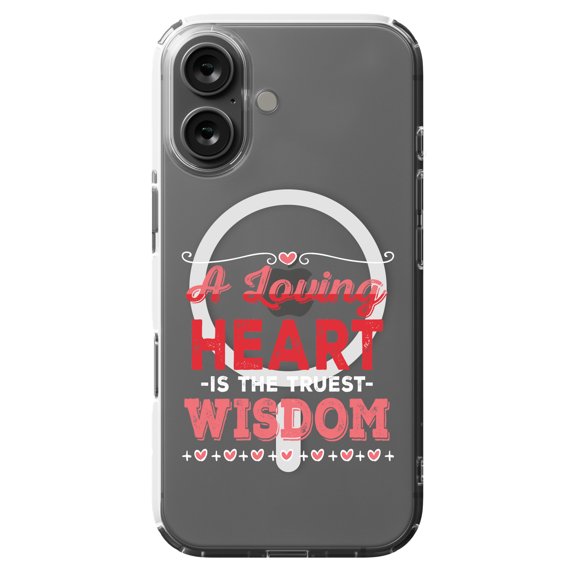 DistinctInk Hybrid Case for iPhone 16 - Slim, Durable, Compatible with MagSafe Charging - Loving Heart Truest Wisdom