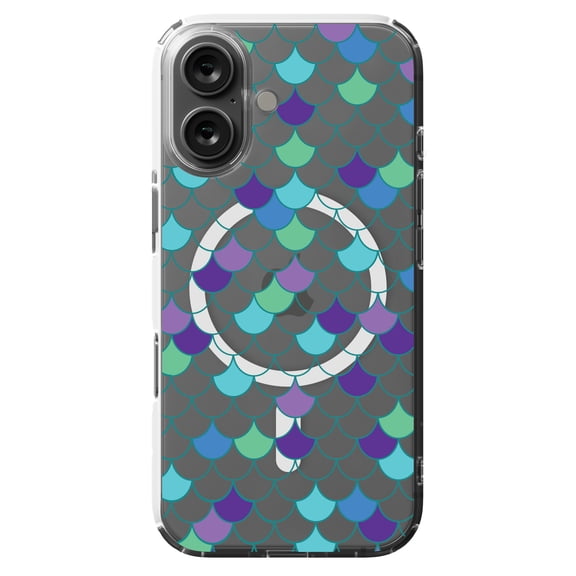 DistinctInk MagSafe Clear Case for Apple iPhone 16 (6.1" Screen) - Mermaid Scales - Shockproof Protection