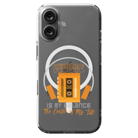 DistinctInk Hybrid Case for iPhone 16 - Slim, Durable, Compatible with MagSafe Charging - Music Balance Center Life