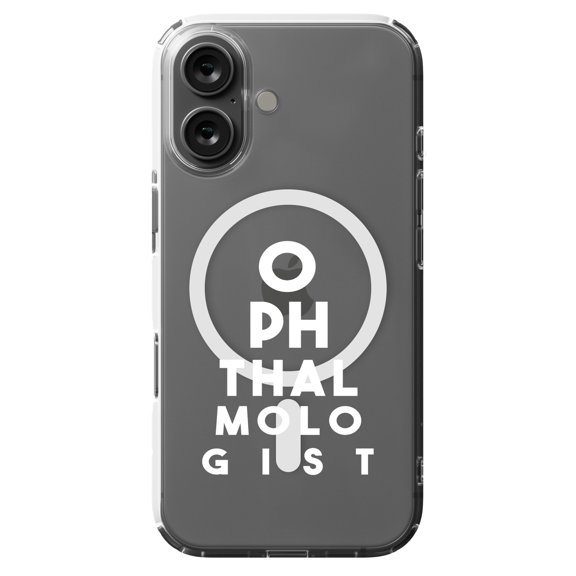 DistinctInk MagSafe Clear Case for Apple iPhone 16 (6.1" Screen) - Ophthalmologist Eye Chart - Shockproof Protection