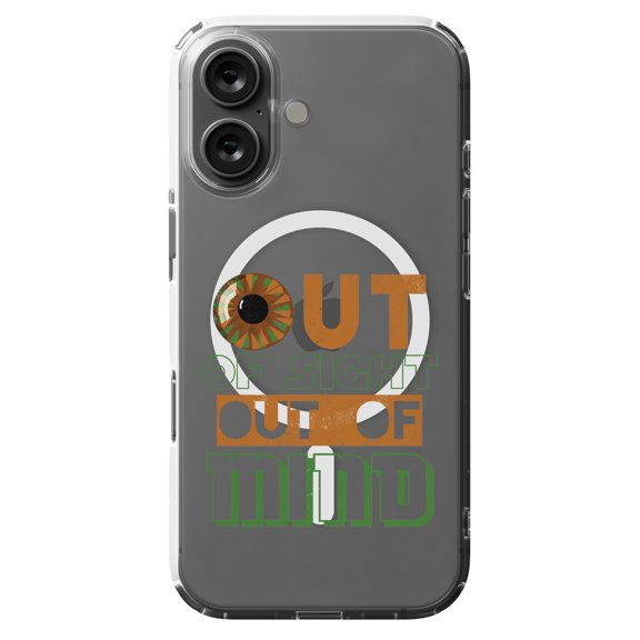 DistinctInk Hybrid Case for iPhone 16 - Slim, Durable, Compatible with MagSafe Charging - Out Of Sight Out Of Mind