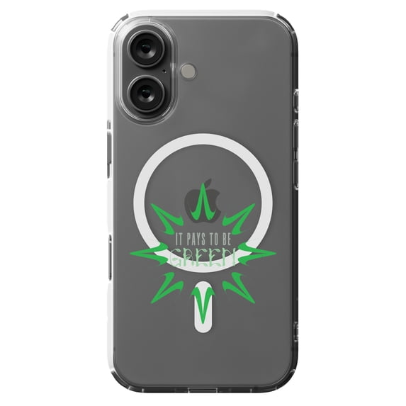 DistinctInk MagSafe Clear Case for Apple iPhone 16 (6.1" Screen) - Pays To Be Green - Lightweight Grip