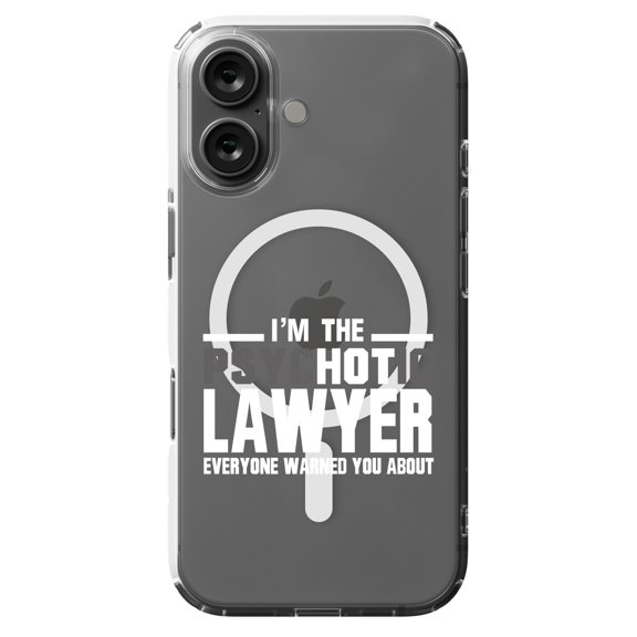 DistinctInk Hybrid Case for iPhone 16 - Slim, Durable, Compatible with MagSafe Charging - PsycHOTic Lawyer Everyone Warned You