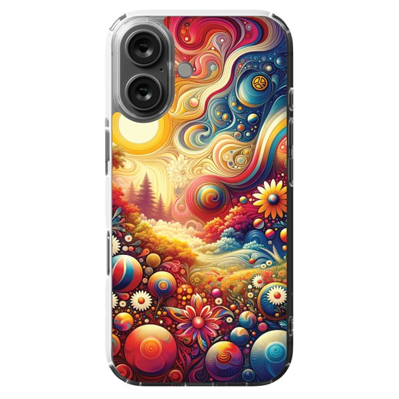 DistinctInk MagSafe Clear Case for Apple iPhone 16 (6.1" Screen) - Psychedelic Dream Tapestry - Slim Profile Design